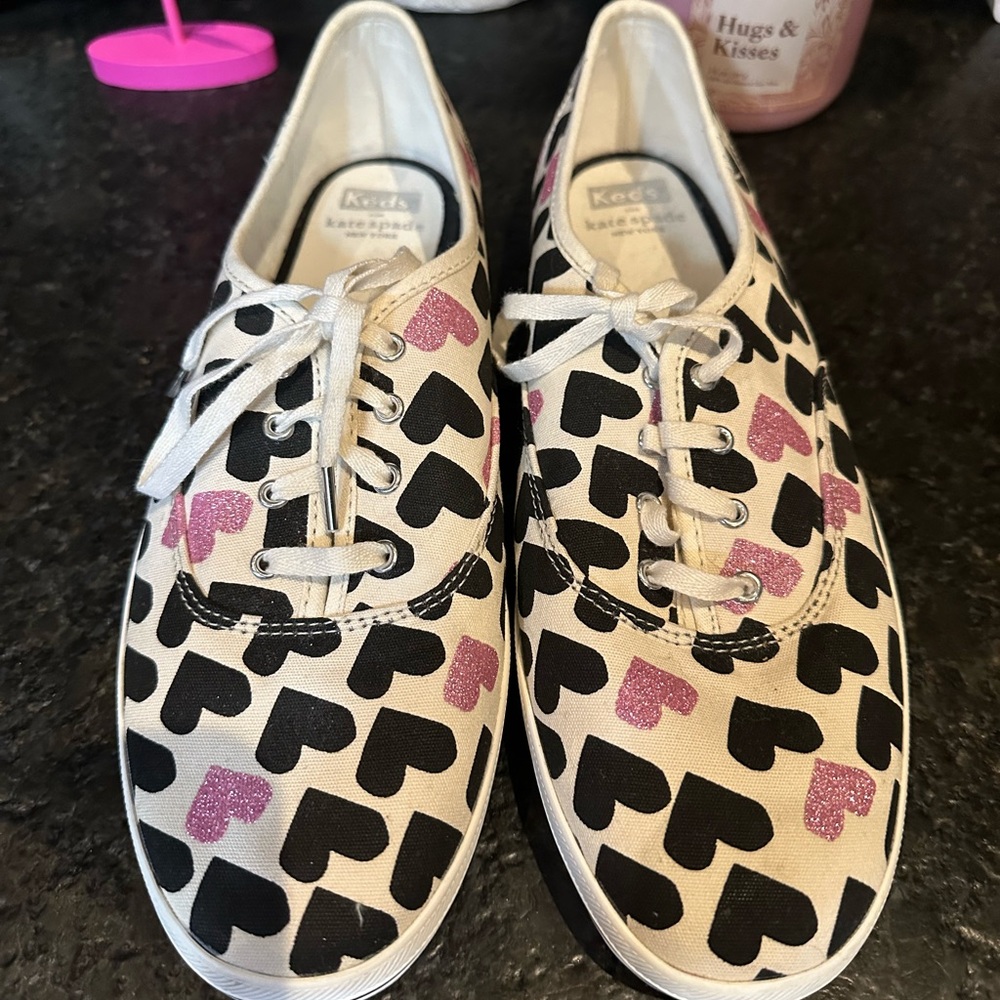 Kate Spade Black and Pink Heart Sneakers